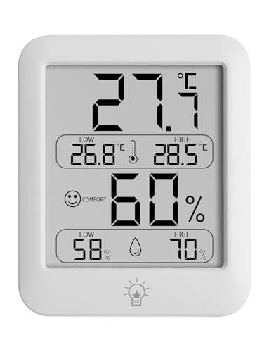 Houdian Termómetro digital de habitación con higrómetro interior con icono de confort – Termómetro para medir la temperatura y la humedad del aire para casa y oficina (6054)