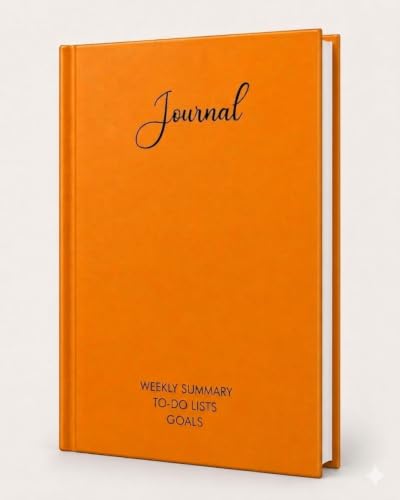 Image of Unruled Premium Hardcover Journal Notebook | Weekly Summary, To-Do Lists & Goal Planner | Undated Productivity Journal | A5 Size, Smooth Writing Pages | 100gsm Thick Paper, 80 Sheets /160 Pages Per Book | Elegant Notebook for Work, Study & Personal Planning (ORANGE, Unruled)