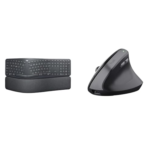 Logitech Ergo K860 kabellose & Trust Yuno Wiederaufladbare Vertikale Maus, Kabellose