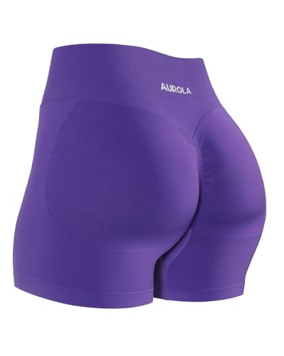 Image of AUROLA Influence Workout Shorts for Women,2.5 3.5 4.5 5.5 6.5 No Roll Up Squat Proof Scrunch Seamless Compression Gym Short