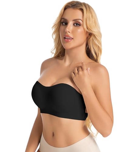 Image of Strapless Bras for Women No Underwire Back Cross Push Up Bandeau Bra Non Slip Tube Bra