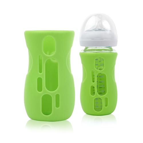 Image of Olababy Silicone Sleeve for Avent Natural Glass Baby Bottles (8 oz, Green)