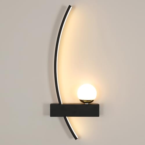 Applicazione versatile: il design del braccio curvo sul lato destro di questa lampada da parete a LED per interni si estende orizzontalmente per evitare di occupare spazio verticale. Si adatta perfettamente a camere da letto strette, corridoi, soggiorni, scale, balconi, bagni, zone pranzo o zone montate a parete vicino ai mobili.