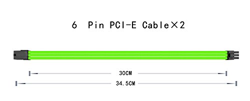 uphere Sleeved Cable - Cable Extension for Power Supply with Extra-Sleeved 24-PIN 8-PIN 6-PIN 4+4 PIN - Green with Cable Combs(11.8 inch/ 30CM),SC303