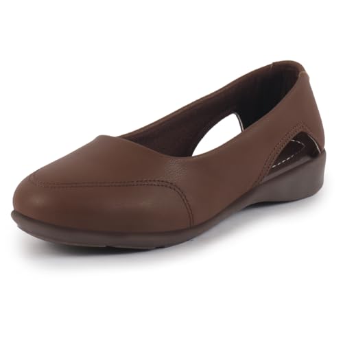 Image of FAUSTO Women Stylish Backless Casual Ballets | Low Heel Cut-Out Slip-On Ballerinas | Comfortable Walking Flats Sandals | Memory Cusion Insole