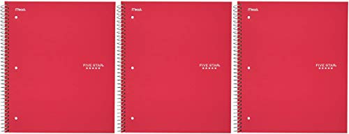 Five Star Spiral Notebook, 1 Subject, College Ruled Paper, 100 Sheets, 11