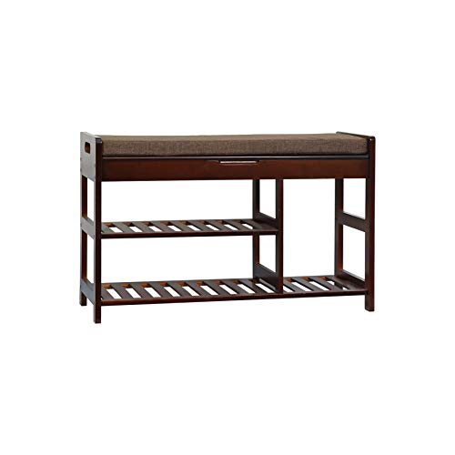C&AHOME Shoe Rack Bench, Entryway 3-Tier Shoe Organizer, Max Load 270 LBS, Bamboo