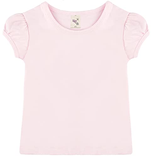 Image of Lilax Girls Short Puff Sleeve Cotton T-Shirt, Toddler & Little Girls Top | 95% Cotton Puff Sleeve Tee; Crewneck, Short Sleeve; Toddler & Girls Sizes 2T-12; for School, Play & Everyday; Machine Wash