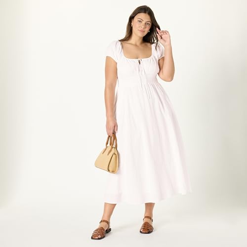 Image of The Drop Womens Melody Cap Sleeve Tie Front Cotton Dress