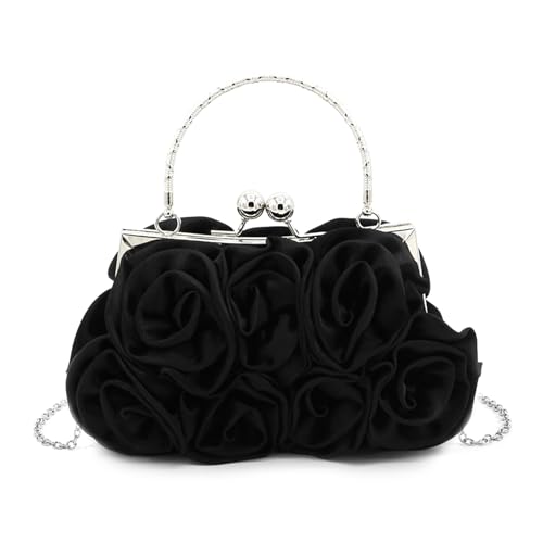 Pochette de soirée en satin Morain pour ranger vos essentiels avec style et rose 3D