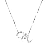 IEFWELL Dainty Initial Necklaces for Women Teen Girls, Cursive Necklaces for Women Girls Initial Cursive Necklaces for Women Initial Chain Necklaces for Women Teens Girls Jewelry（M）