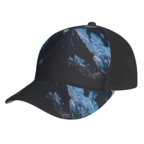 Casquette de baseball Melting Snow Mountain classique et tendance noire en taille unique ajustable