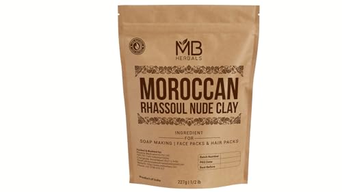 MB Herbals Moroccan Rhassoul Nude Clay 8 oz | 0.5 LB / 227 G | Mild Clay for Making Soaps and Face Packs