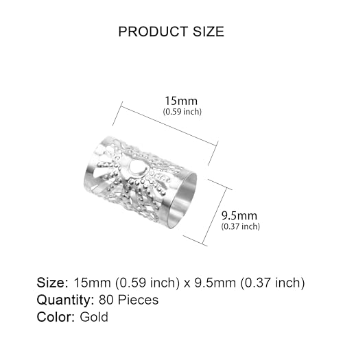 80 piezas de pinzas para trenzas de cabello con cuentas plateadas para dreadlocks, accesorio ajustable de metal suave para trenzado miniatura 2