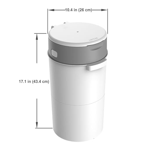 Bellababy Diaper Pail, Baby Diaper Bin with Double Odor Locking for Nursery, Compact Design, Includes 2 Refills (270 inches/pc), Grey
