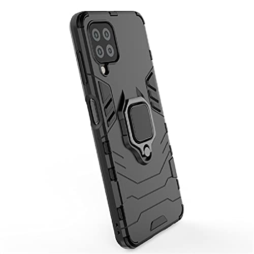 Image of Armor Defender Case | Rotating Ring Holder & Kickstand in-Built | Military Grade Armor | 360 Degree Protection Back Cover for Samsung Galaxy M32 4G / F22 4G / M22 4G (Black)
