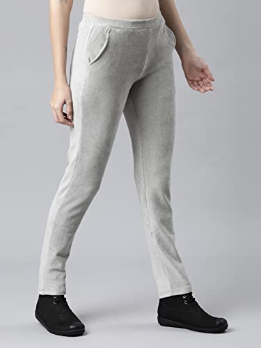 Image of GO COLORS Solid Corduroy Treggings for Women | Warmtech, Mid Rise, Side Pocket