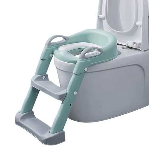ACMEER 子供 補助便座 ステップ式 踏み台トイレ おまる トイレットトレーナー ベビートイレ キッズ用 折りたたみ 高さ調節可能 ソフトクッション付き 飛び散り防止 簡単組立 選べるカラー 耐荷重75kg 女の子 男の子 プレゼント お誕生日 (グリ