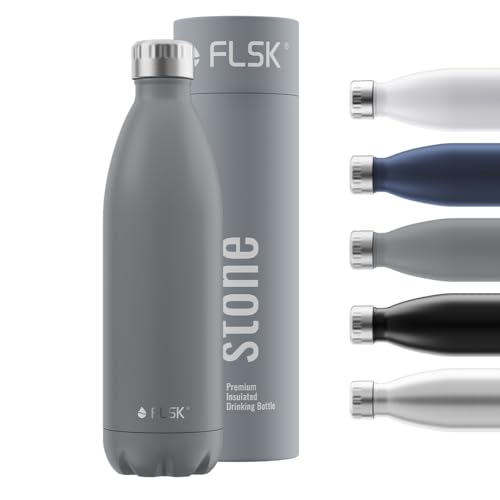 FLSK Trinkflasche – Premium Edelstahl Thermosflasche – 100 % auslaufsicher & kohlensäuregeeignet – hält 24 h kalt & 18 h heiß – BPA-frei (stone, 1000 ml)
