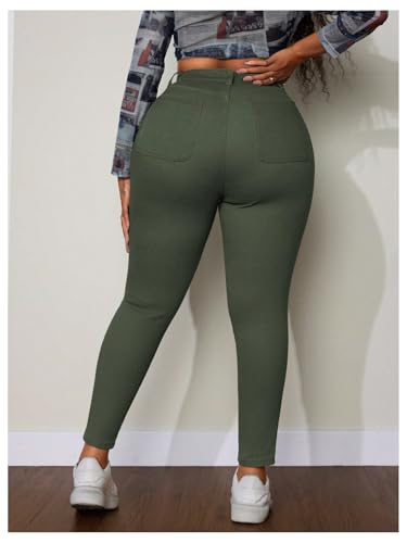 WDIRARA Women's Plus Size Jeans High Waisted Stretchy Skinny Denim Pants2