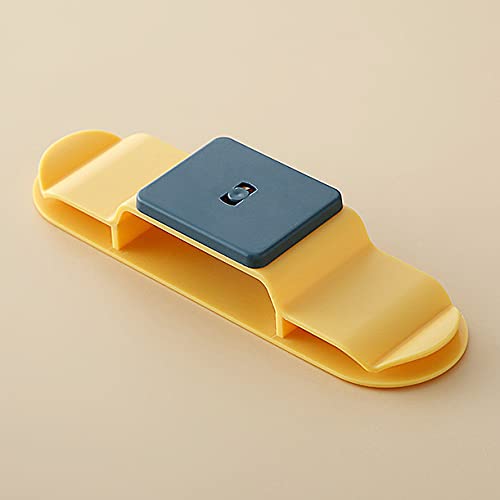 DPFXNN Power Strip Holder, Self Adhesive Fixator, Router Fixer, Wall Mount Cable Management System, for Home, Office, Kitchen, Entertainment System,4 pieces in yellow