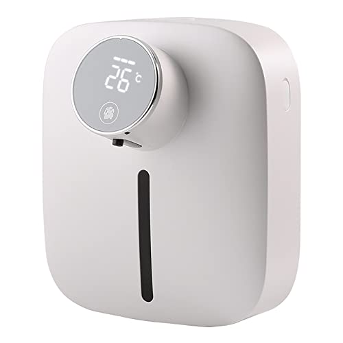 ソープディスペンサー 泡 自動 壁掛け式 吐出量6段階調整 タンク内蔵 充電式 室温と電量表示 IPX4防水 非接触 バスルーム キッチン 洗面所などに適用 白