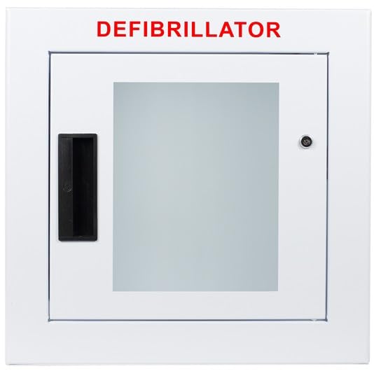CUBIX SAFETY Semi-Recessed, Nonalarmed AED Cabinet, Compact. Fits Many Defibrillators on The Market. Measures 13.75" H x 16.25" L x 3.25" D. Essential