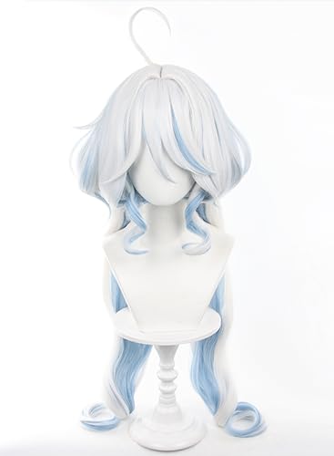 Platinum with Blue Long Wig for Focalors Furina Cosplay From Game Genshin Impact Synthetic Heat-Resistant Hair - Image 2