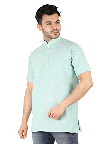 Image of LATEST CHIKAN Men's Cotton Regular Casual Strped Short Kurta Half Sleeves - (SK-LJ.DS.AS)