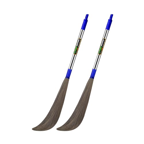 Image of BBT Phool Jhadu | Natural Grass Broom Stick for Home Cleaning | Eco-Friendly Long Handle Jhadu | Anti Dust, Lightweight & Durable Pack of- (2, NO-2)