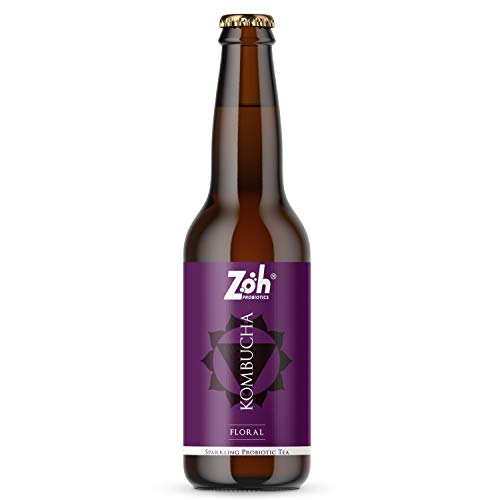 Image of Zoh Probiotics Floral Kombucha|Green Tea With Detoxifying Acids,&Digestive Enzymes. Raw,Unfiltered,&Unpasteurized With Mother. Made With Real Bluepea&Mixed Florals(330 Ml,Pack Of 9),6.4 Kilograms
