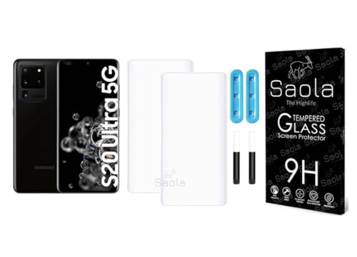 Image of Saola Curved UV Tempered Glass For Samsung Galaxy S20 Ultra. Comes With UV Light & Glue For Finest Pasting. Edge To Edge Protection With Case Friendly Fit. (Pack Of 2)