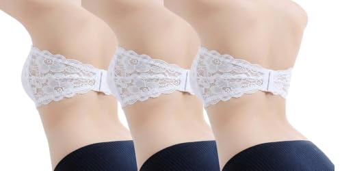 Image of Fabme Women Lace, Padded Tube Bra - Free Size - 3 Hook Back