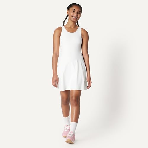Image of Amazon Essentials Girls' Active FormFlex Buttery Soft Tank Tennis Dress with Built-in Bodysuit, Bra, & Shorts
