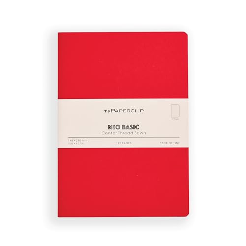Image of myPAPERCLIP NeoBasic A5 Unruled Notebook | 192 Pages, 80 GSM, 250 GSM Soft Cover, A5 (5.83 x 8.27 in) | Red