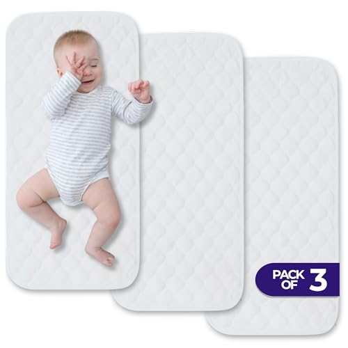 Image of Quilted Thicker Changing Pad Liner 3 Pack Waterproof, Fit for Changing Pads, are Warm On a Baby's Back Non-Slip Design Reusable Pads Machine Washable 14"x 27.5" - White