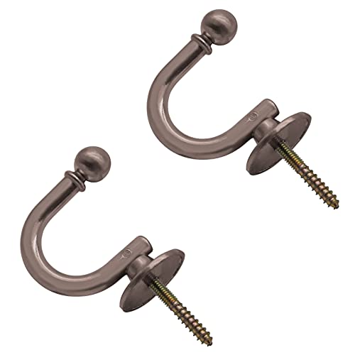 Rierdge 2 Pack Curtain Tiebacks Hook, Antique Bronze Drapery Holdback Wall Mounted Drapes Tiebacks Hooks Screw Hook Clothes Hat Hanger Holder #TOP6