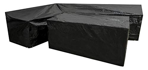 Woodside L Shape Outdoor Garden Corner Sofa & Table Dining Set Cover, Black, 100g/M2, 4