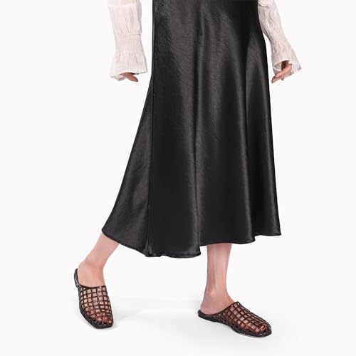 Clear Jelly Shoes for Women Slip on Jelly Mesh Slides Comfortable Closed Toe Flats Sandals Summer Beach Slippers.