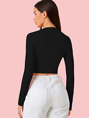 Image of Dream Beauty Fashion Women's Casual Round Neck Long Sleeves Stylish Crop Top - 17 inch Inches (Tee-Tally 02)