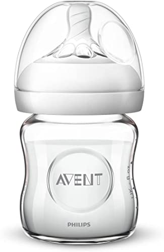 Image of Philips AVENT Natural Glass Baby Bottle, Clear, 4 Oz