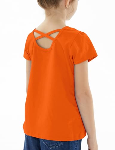 Image of Noomelfish Girls Criss Cross Back T-Shirts Short Puff Sleeve Tee Tops (5-12 Years)