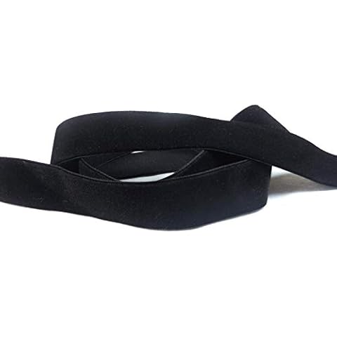 15mm Velvet Ribbon Quality Single Sided Ribbon by The Metre, Black, 1 Metre Cover