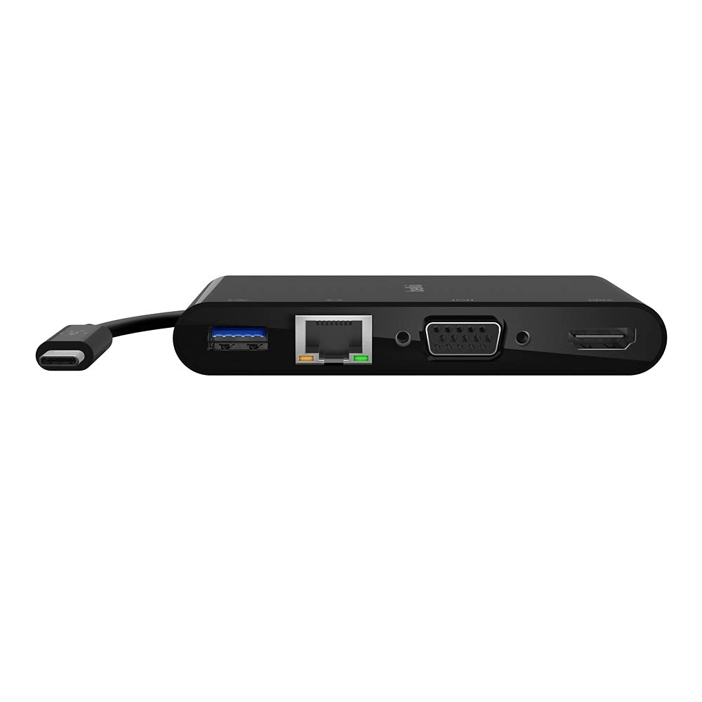 Belkin Adapter multimedialny USB-C (hub USB-C z VGA, 4K HDMI, USB 3.0, porty Etherne) do MacBook Pro, iPad Pro, Surface Pro, Chromebook i innych, AVC005