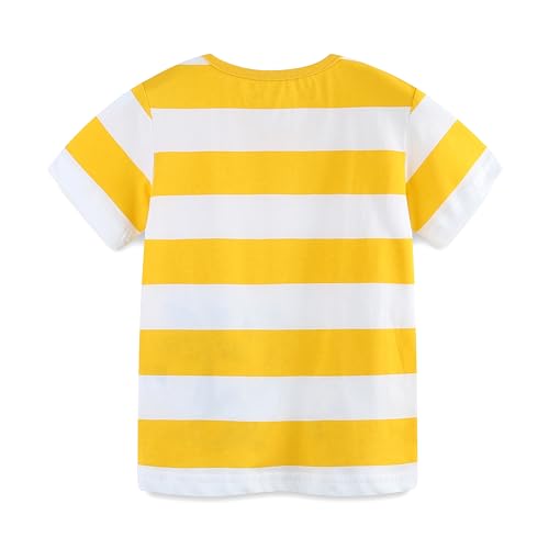 Image of HILEELANG Toddler Boy Easter Outfit Sets Cotton Casual Yellow Stripe Top T-Shirts Knite Shorts Summer Playwear Beach Clothing 2T