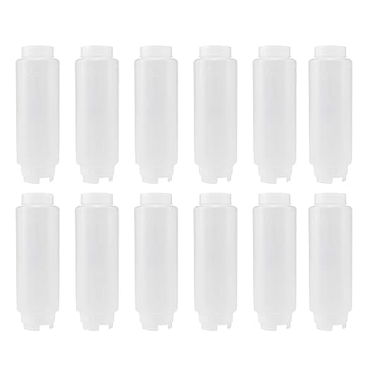 Lufora Cylo FIFO Squeeze Bottle Refillable Clear Tip Silicone Dispenser for Paint, Epoxy and Color Mixing - 20 oz. - 12 Pack