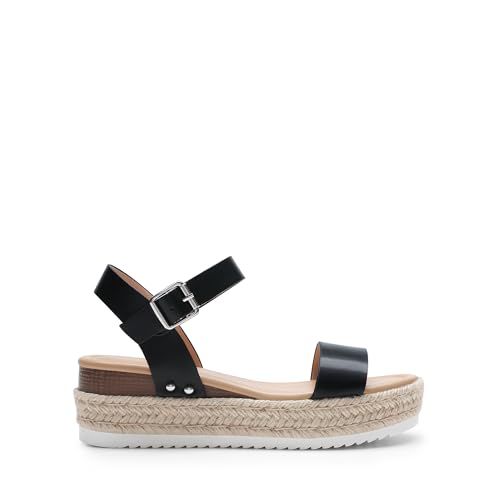 DREAM PAIRS Women's Platform Espadrilles Wedge Sandals, Comfortable Open Toe One Band Sandals for Women Dressy Casual Summer2