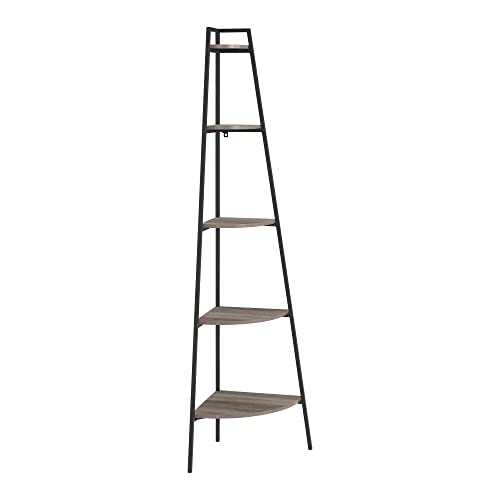 Walker Edison Freya Modern Industrial 5-Shelf Metal and Wood Corn...