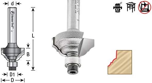 Amana Tool - MRS0304 Carbide Tipped Miniature Classical Ogee 1/8 Radius x 25/32 Dia x 3/8