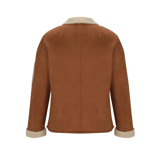 NATHGAM Mens Faux Suede Shearling Coats Sherpa Lined Comfy Winter Cowboy Cargo Jackets Heavyweight Work Bomber Trucker Jacket3